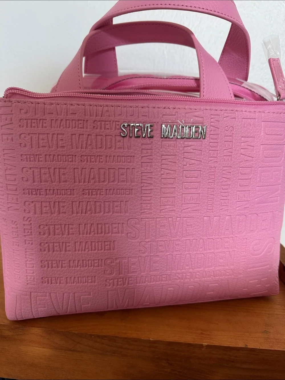 Steve Madden Pink Logo-Embossed Top-Handle Cosmetic Case 2 pk.